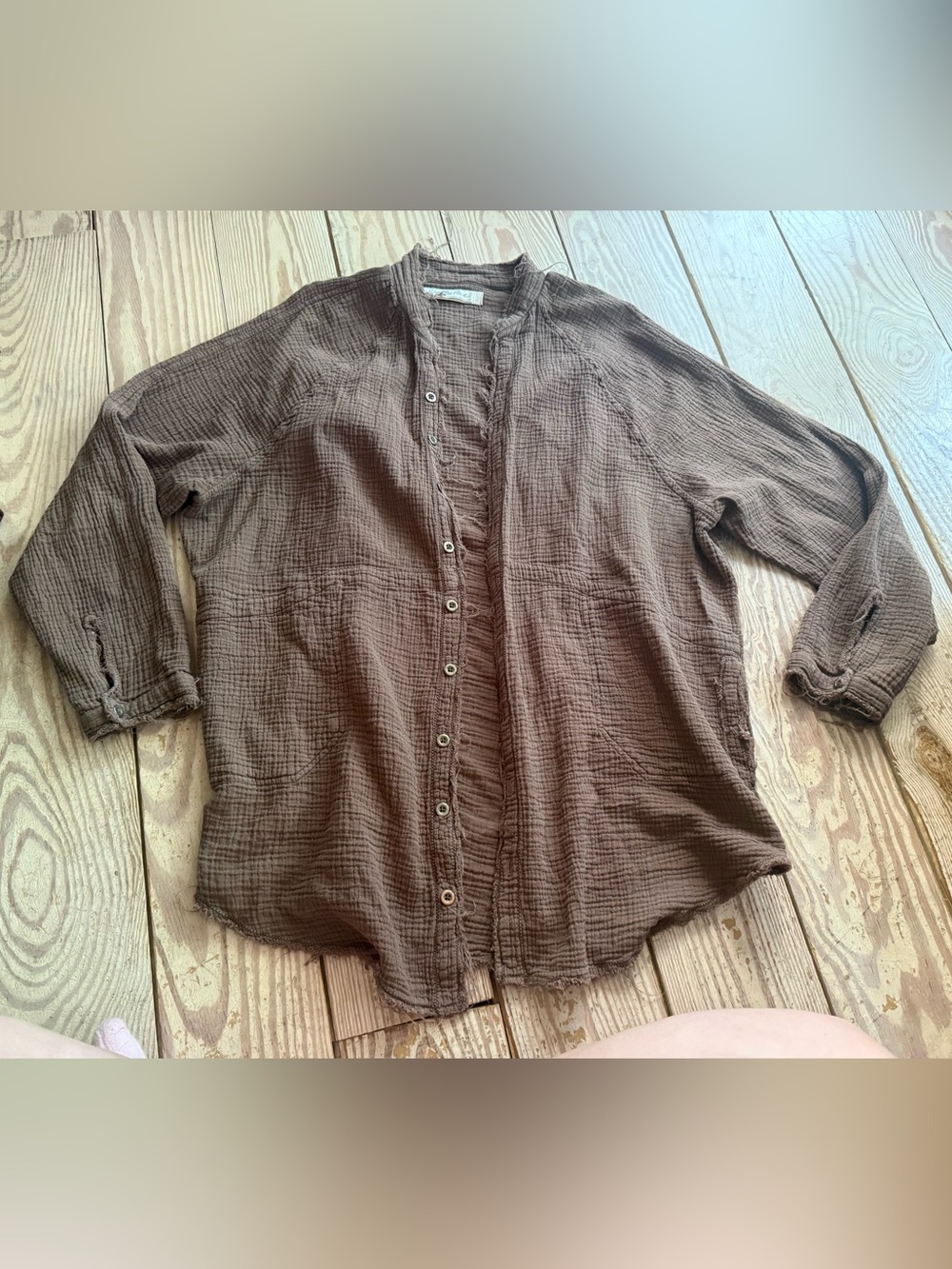 We The Free brown gauze button up shirt Medium